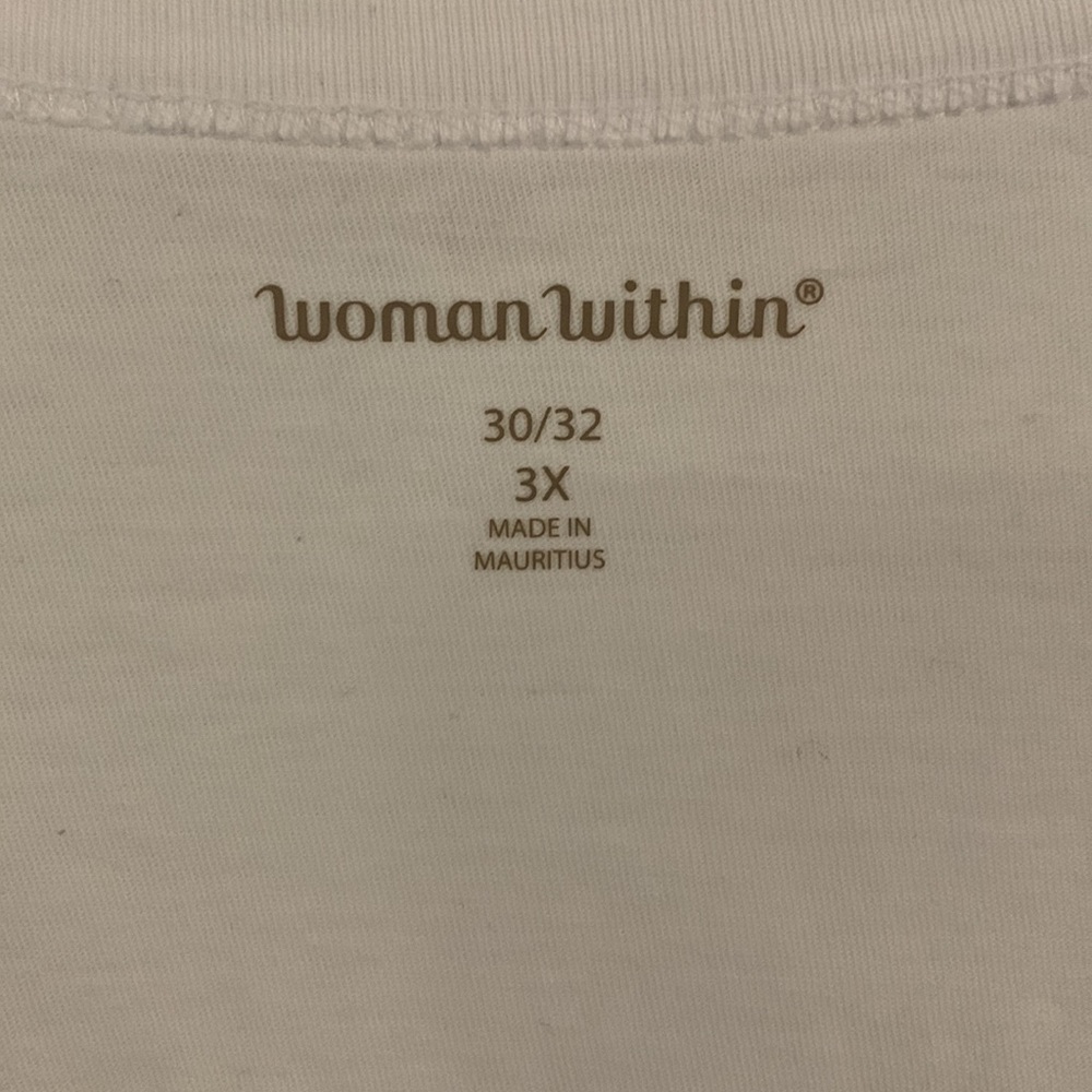 Woman Within White 3/4 length sleeve V neck shirt, Women’s size 3X (30/32) - Picture 3 of 9